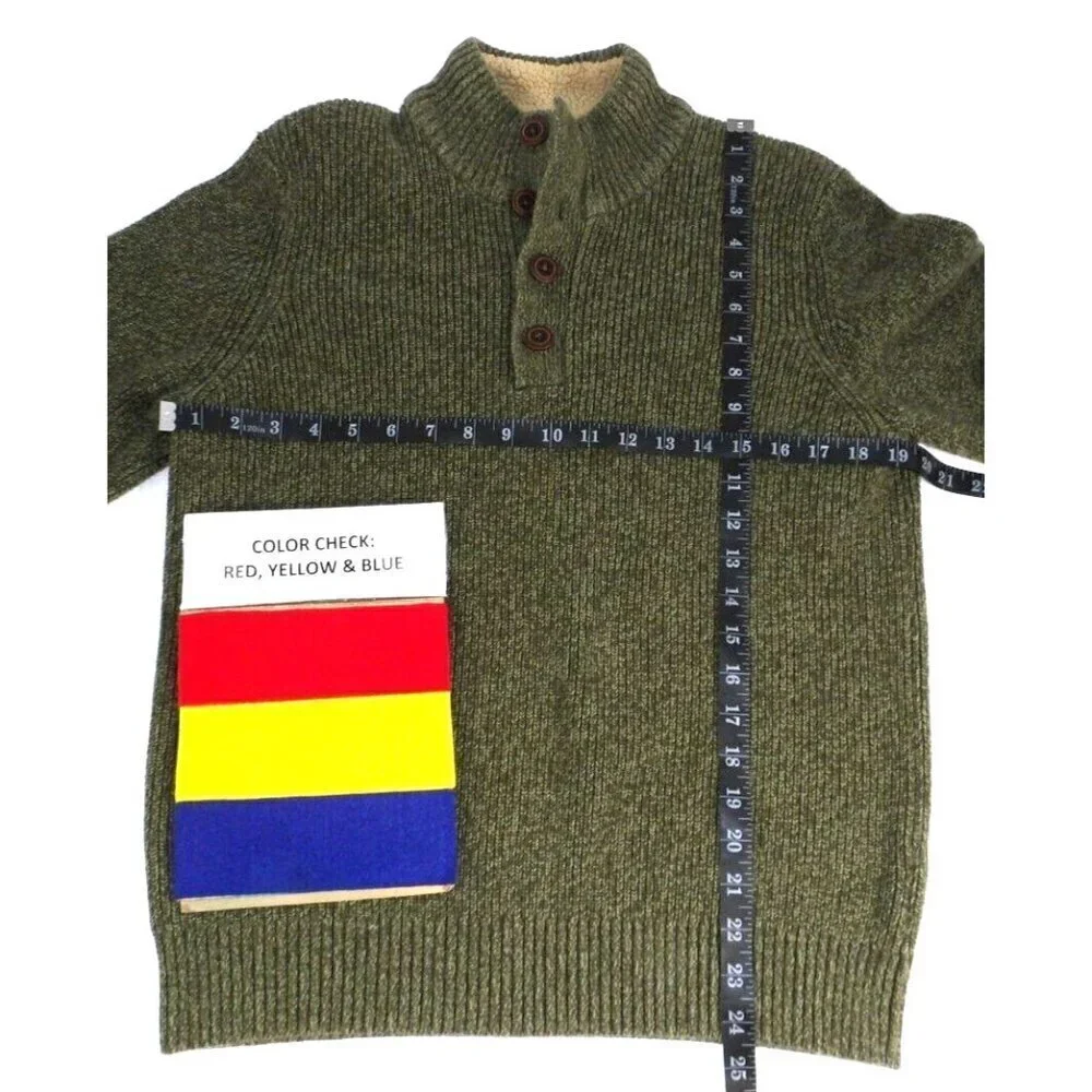 G.H. BASS & CO green heavier weight pullover sweater 100% cotton men's size L